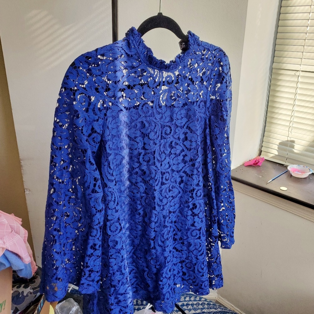 Zara Navy Jumpsuit Lace Dress NWOT